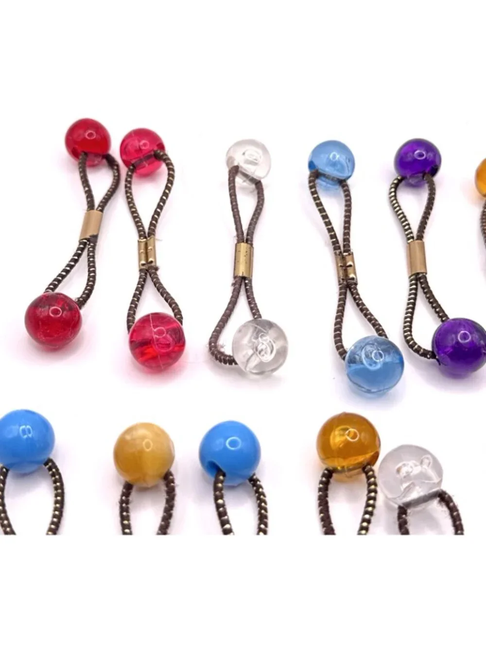 20 GOODY Vintage Ponytail Holders Twin Beads Medium Knocker Balls Hair Ties #3
